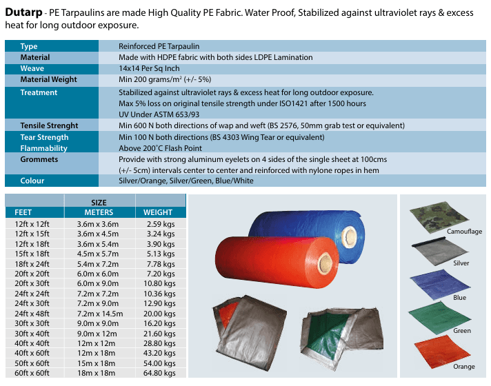 مشمع بولي إيثيلين PE200 في الإمارات